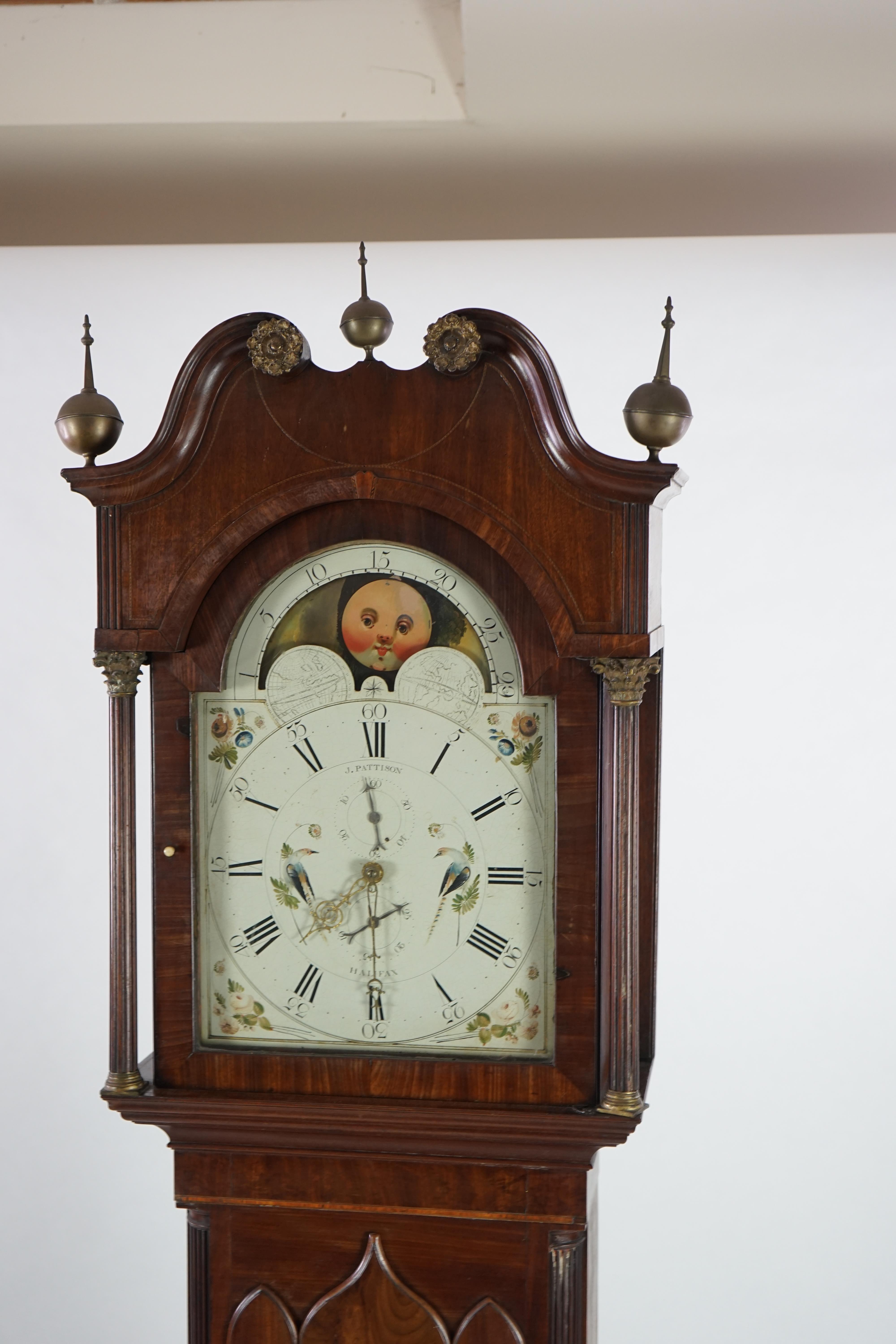 J. Pattison of Halifax, a Regency inlaid mahogany eight day longcase clock